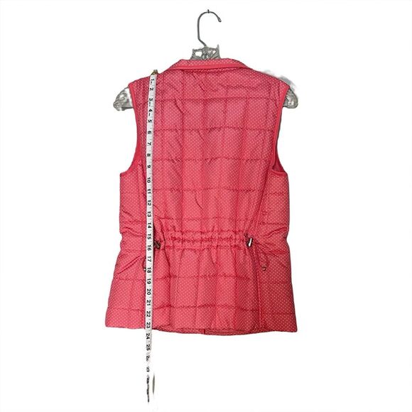 Croft & Barrow Lightweight Polka Dot Coral White Zip Quilted Vest Size S - Picture 12 of 12